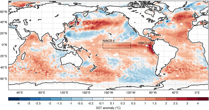 Sea-surface temperature anomaly 1-8 July 2023 Sea-surface temperature anomaly 1-8 July 2023