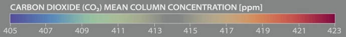 Carbon dioxide mean column concentration legend Carbon dioxide mean column concentration legend