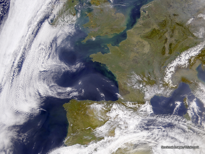 Copernicus satellite image over western Europe Copernicus satellite image