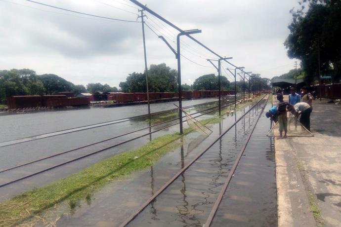 Flooded rail tracks Flooded rail tracks