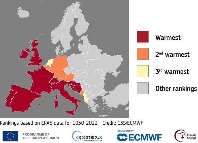Ranking of annual mean temperature in Europe Ranking of annual mean temperature in Europe