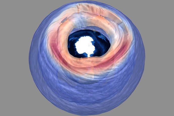 The ozone hole at one point during 2021 The ozone hole at one point during 2021