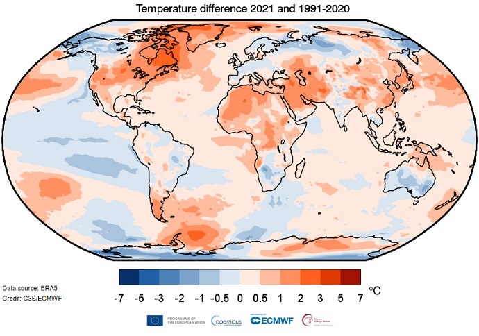 C3S 2021 temperature anomaly C3S 2021 temperature anomaly
